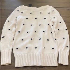 Loft White and Black Polka Dot Sweater